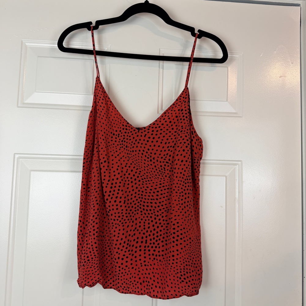 Rag & Bone Orange dot print camo tank top size Large